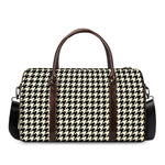 Tan And Black Houndstooth Pattern Print Duffle Bag