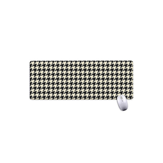 Tan And Black Houndstooth Pattern Print Extended Mouse Pad