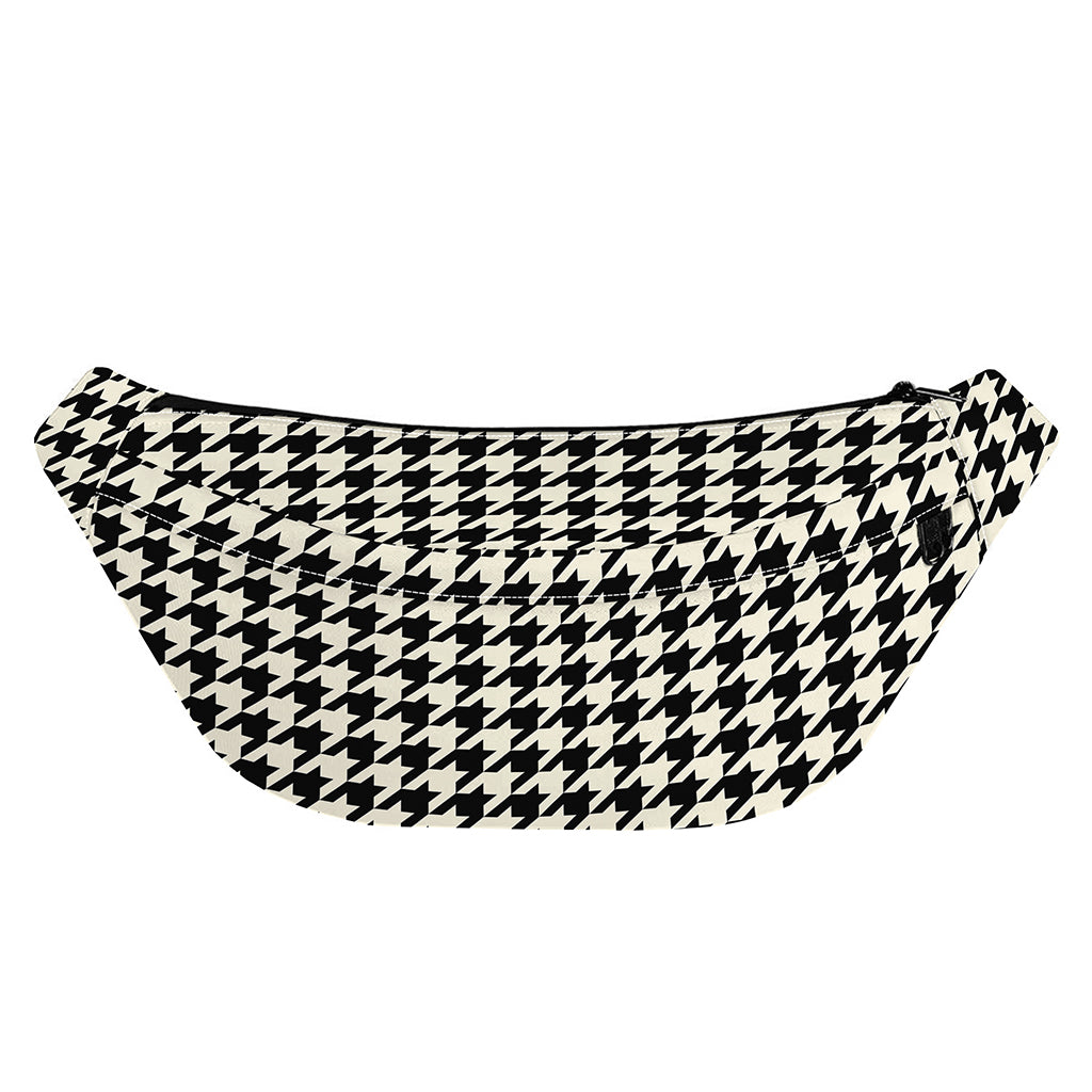 Tan And Black Houndstooth Pattern Print Fanny Pack