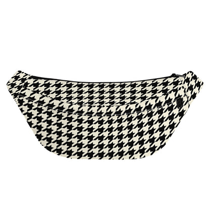 Tan And Black Houndstooth Pattern Print Fanny Pack