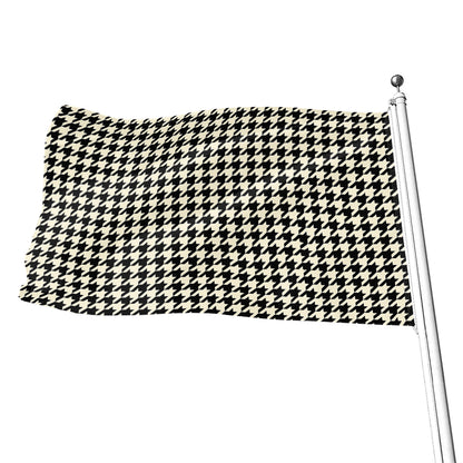 Tan And Black Houndstooth Pattern Print Flag