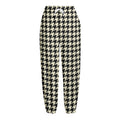 Tan And Black Houndstooth Pattern Print Fleece Lined Knit Pants