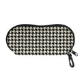 Tan And Black Houndstooth Pattern Print Glasses Case