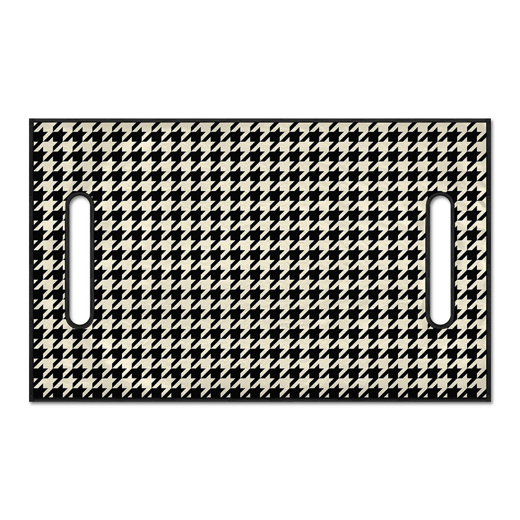 Tan And Black Houndstooth Pattern Print Golf Cart Seat Cover