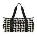 Tan And Black Houndstooth Pattern Print Gym Bag