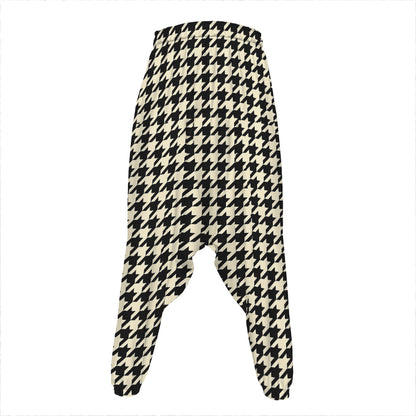 Tan And Black Houndstooth Pattern Print Hammer Pants
