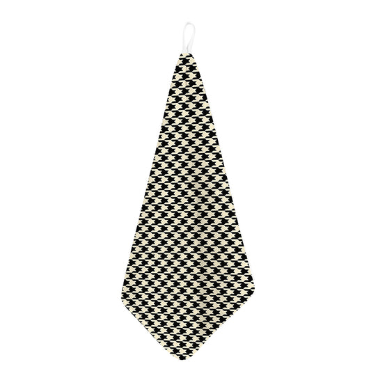Tan And Black Houndstooth Pattern Print Hand Towel