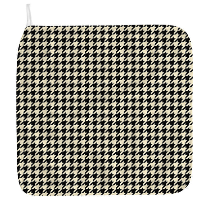 Tan And Black Houndstooth Pattern Print Hand Towel