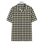 Tan And Black Houndstooth Pattern Print Hawaiian Shirt