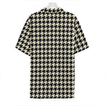 Tan And Black Houndstooth Pattern Print Hawaiian Shirt
