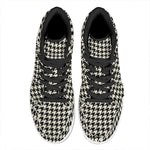Tan And Black Houndstooth Pattern Print High Top Leather Sneakers