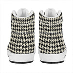 Tan And Black Houndstooth Pattern Print High Top Leather Sneakers