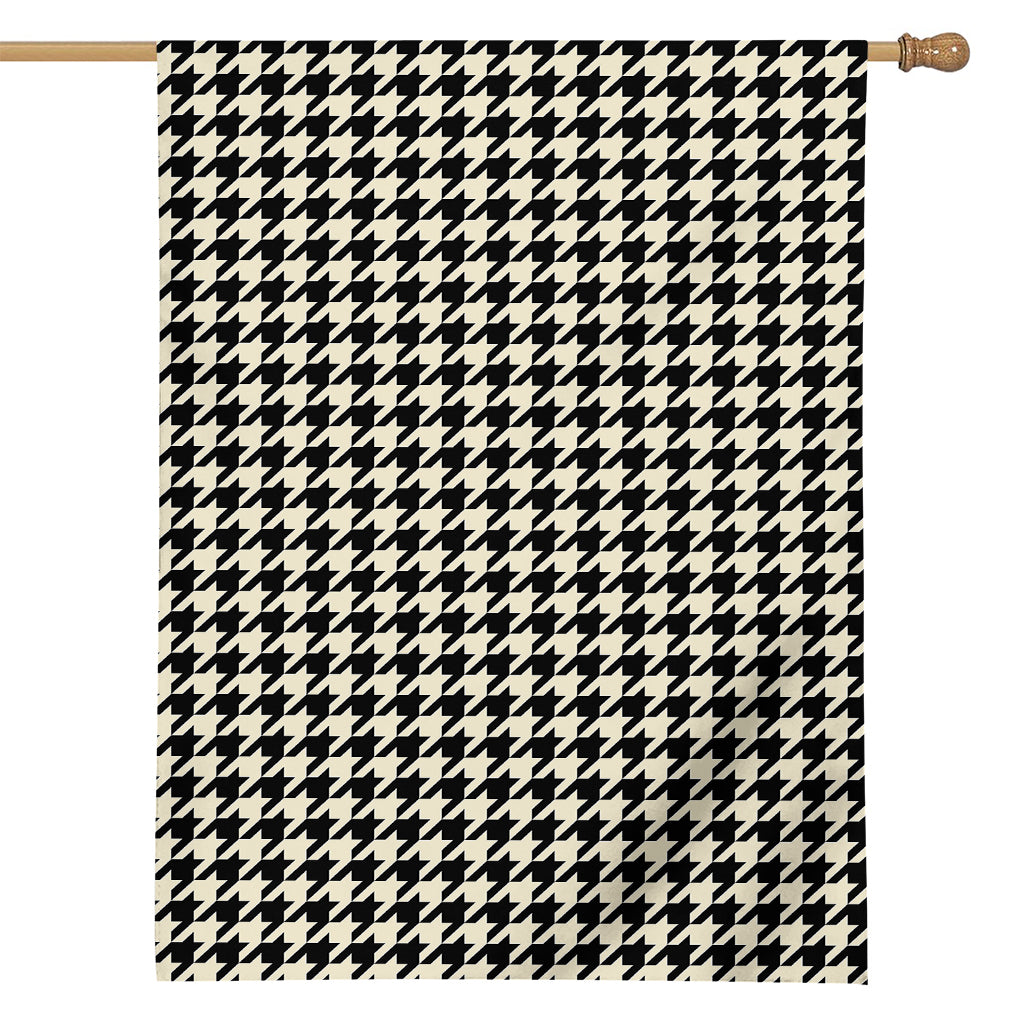 Tan And Black Houndstooth Pattern Print House Flag