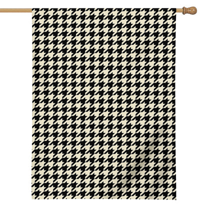 Tan And Black Houndstooth Pattern Print House Flag