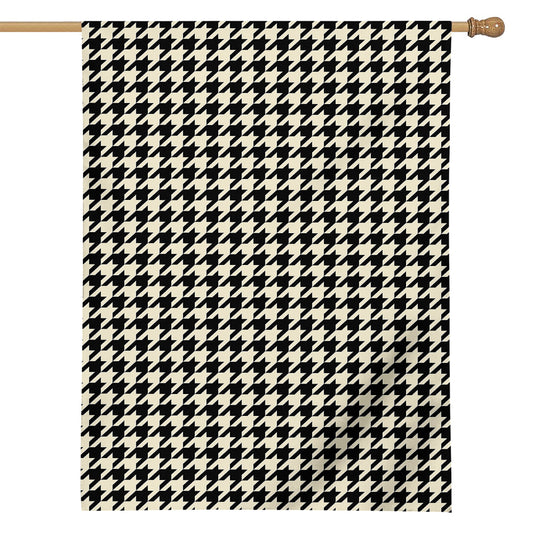 Tan And Black Houndstooth Pattern Print House Flag