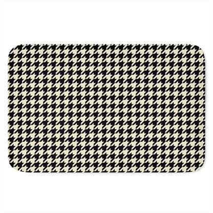 Tan And Black Houndstooth Pattern Print Indoor Door Mat