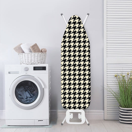 Tan And Black Houndstooth Pattern Print Ironing Board Cover
