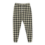 Tan And Black Houndstooth Pattern Print Jogger Pants