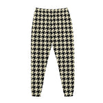 Tan And Black Houndstooth Pattern Print Jogger Pants