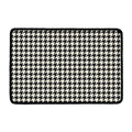 Tan And Black Houndstooth Pattern Print Kitchen Mat