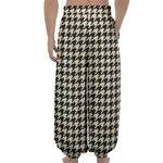Tan And Black Houndstooth Pattern Print Lantern Pants