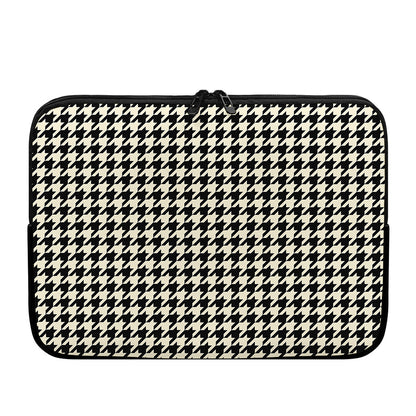 Tan And Black Houndstooth Pattern Print Laptop Sleeve