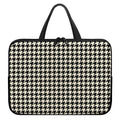 Tan And Black Houndstooth Pattern Print Laptop Sleeve With Handle