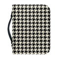 Tan And Black Houndstooth Pattern Print Leather Bible Cover