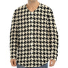 Tan And Black Houndstooth Pattern Print Long Sleeve Baseball Jersey