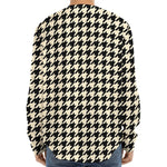 Tan And Black Houndstooth Pattern Print Long Sleeve Baseball Jersey