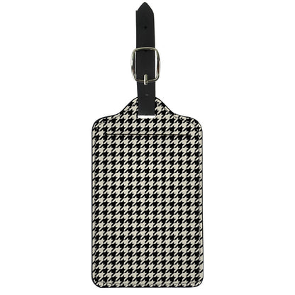 Tan And Black Houndstooth Pattern Print Luggage Tag