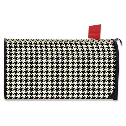 Tan And Black Houndstooth Pattern Print Mailbox Cover