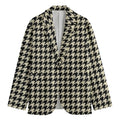 Tan And Black Houndstooth Pattern Print Men's Blazer