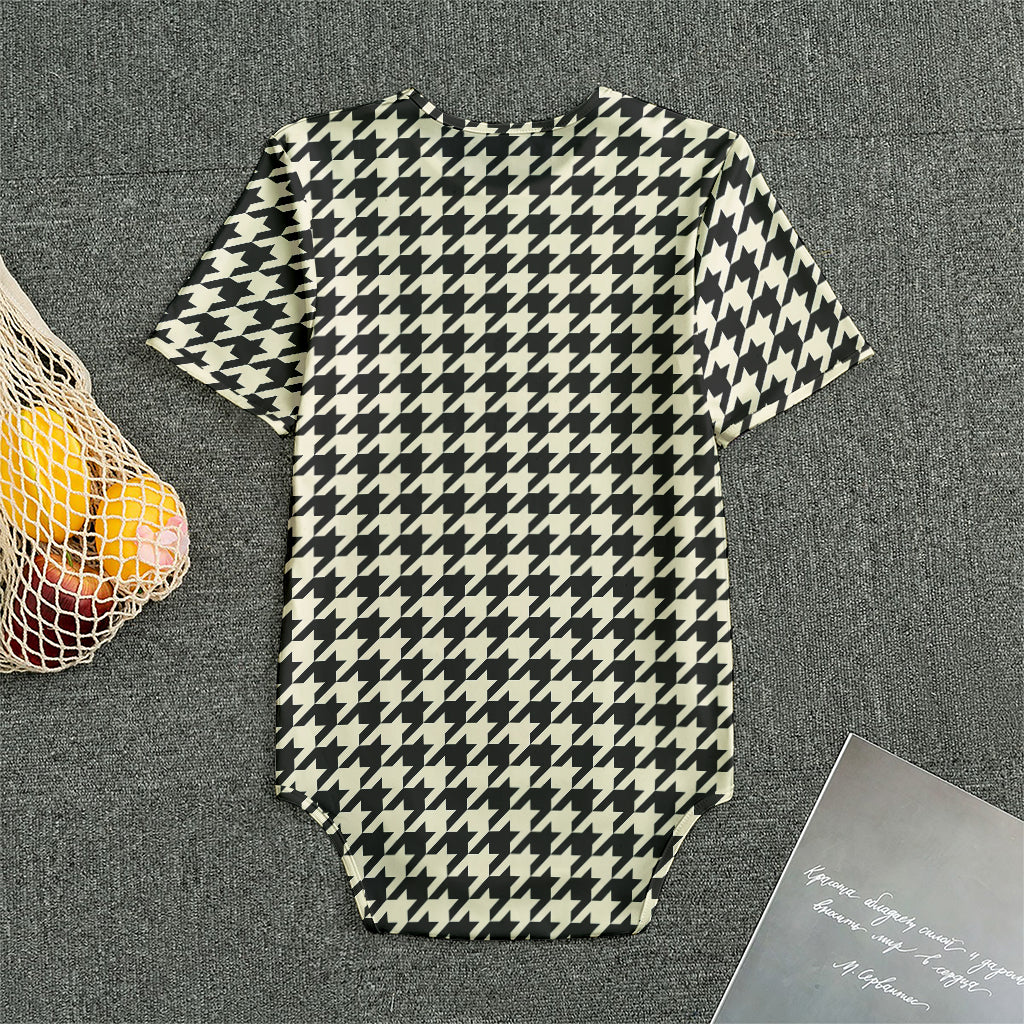 Tan And Black Houndstooth Pattern Print Men's Bodysuit