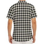 Tan And Black Houndstooth Pattern Print Men's Deep V-Neck Shirt