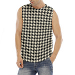 Tan And Black Houndstooth Pattern Print Men's Fitness Tank Top