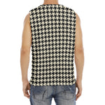Tan And Black Houndstooth Pattern Print Men's Fitness Tank Top