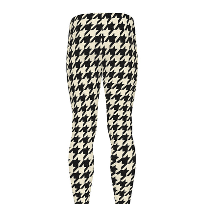 Tan And Black Houndstooth Pattern Print Men's leggings