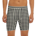Tan And Black Houndstooth Pattern Print Men's Long Boxer Briefs