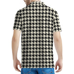 Tan And Black Houndstooth Pattern Print Men's Polo Shirt
