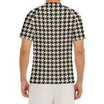 Tan And Black Houndstooth Pattern Print Men's Short Sleeve Rash Guard