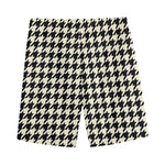 Tan And Black Houndstooth Pattern Print Men's Sports Shorts