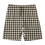 Tan And Black Houndstooth Pattern Print Men's Swim Trunks