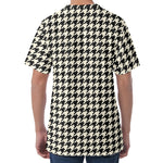Tan And Black Houndstooth Pattern Print Men's Velvet T-Shirt