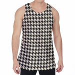 Tan And Black Houndstooth Pattern Print Men's Velvet Tank Top