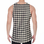 Tan And Black Houndstooth Pattern Print Men's Velvet Tank Top