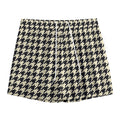 Tan And Black Houndstooth Pattern Print Mesh Shorts