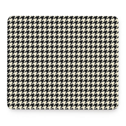 Tan And Black Houndstooth Pattern Print Mouse Pad