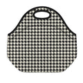 Tan And Black Houndstooth Pattern Print Neoprene Lunch Bag