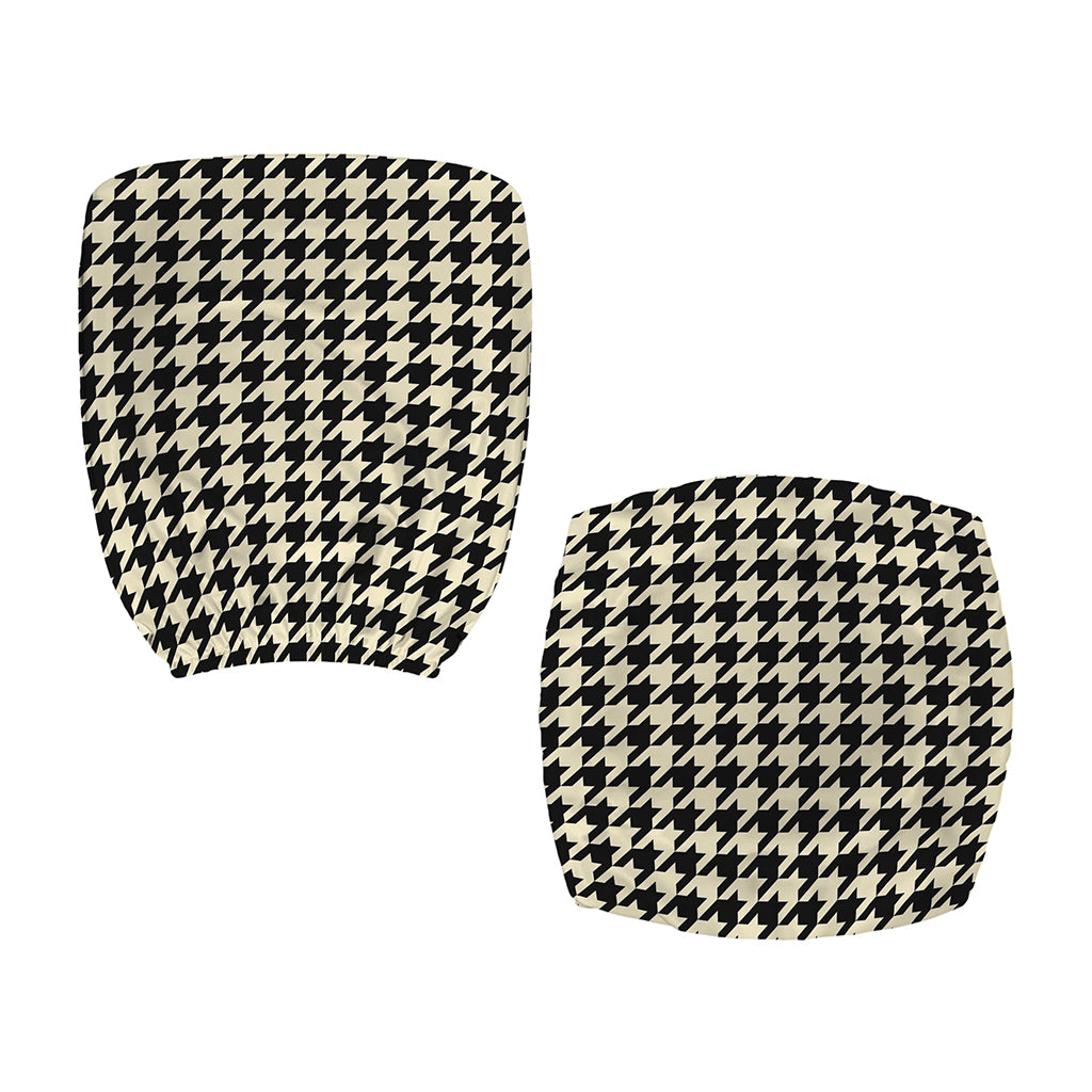 Tan And Black Houndstooth Pattern Print Office Chair Cover